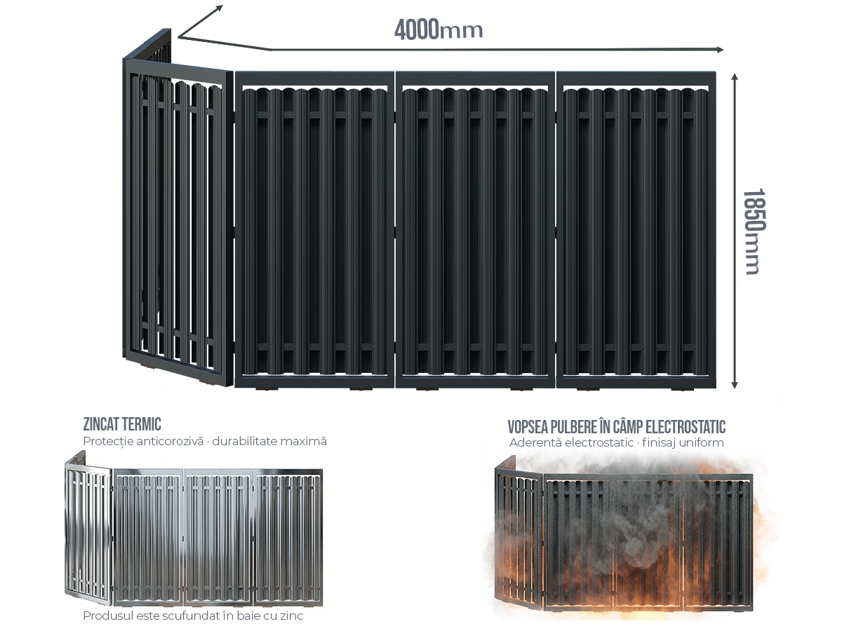 Poartă Glisantă Articulată Șipcă - Poartă Glisantă Articulată Șipcă fără stîlpi