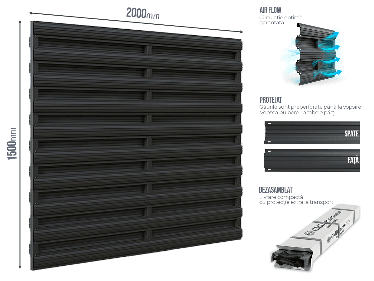 Gard Sipca Orizontal Dublu — Gard Șipcă Orizontal DUBLU Anthracite grey