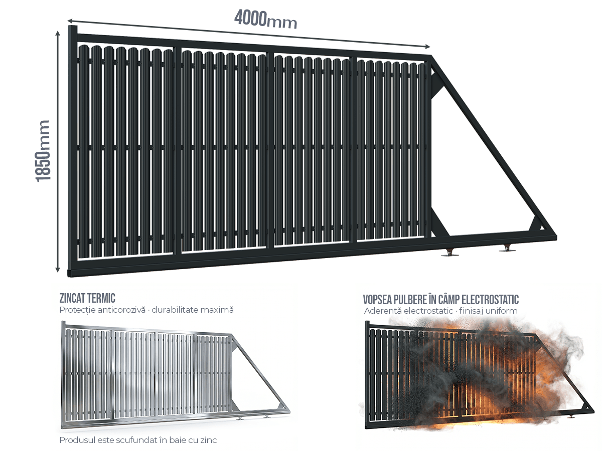Poarta Autoportantă Șipcă Orizontală - Poartă Autoportantă Șipcă Orizontală