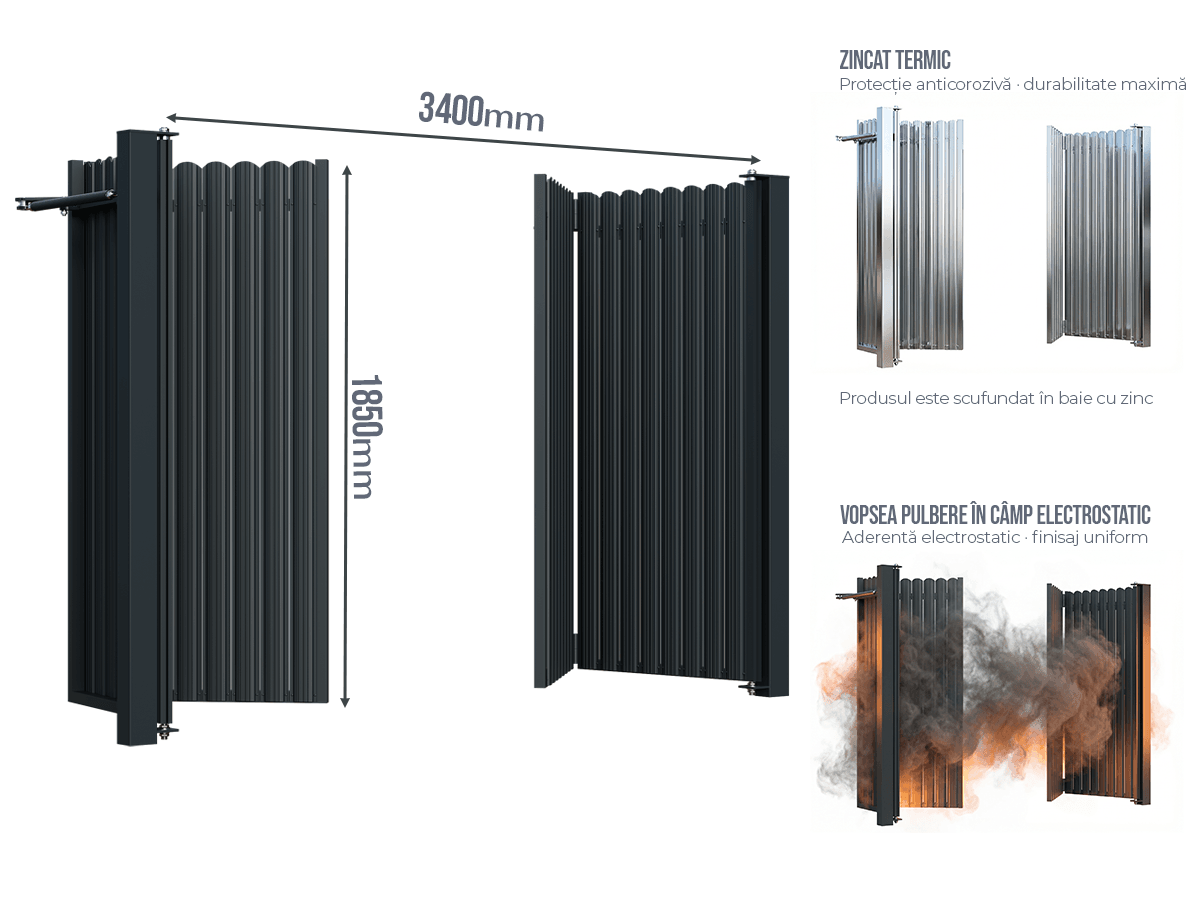 Poartă Bi-Folding Șipcă - Poartă Bi-Folding Șipcă fără stîlpi