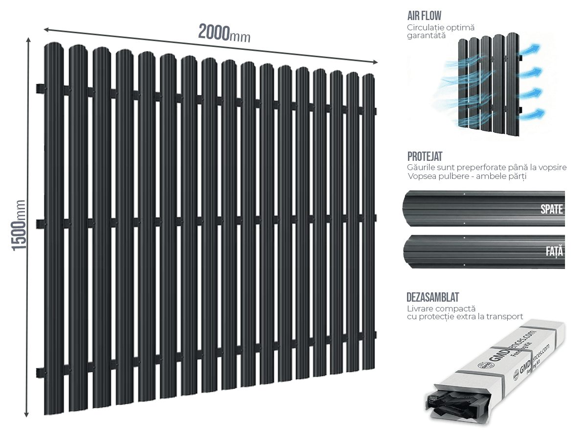 Gard Sipca — Gard Șipcă Model XL/16 Anthracite grey