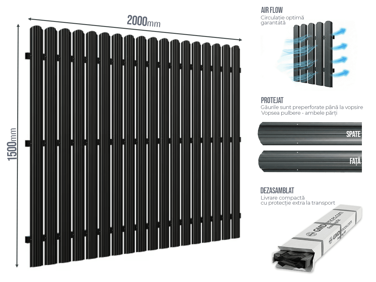 Gard Sipca — Gard Șipcă Model XL/18 Anthracite grey