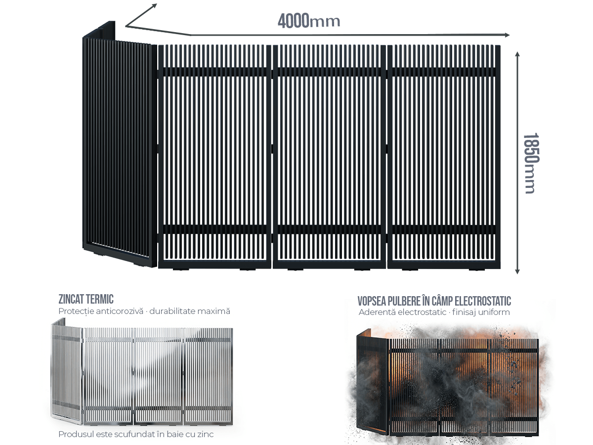 Poartă Glisantă Articulată Profile Verticale 40x20 - Poartă Glisantă Articulată Profile Verticale 40x20 fără stîlpi