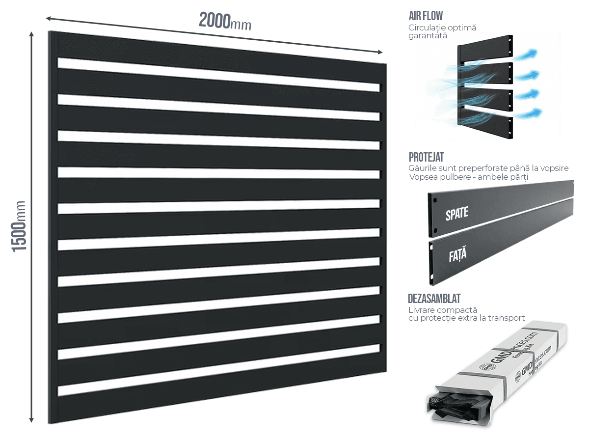 Gard Profilat Orizontal 100mm — Gard Profilat Orizontal Pas 40 Anthracite grey