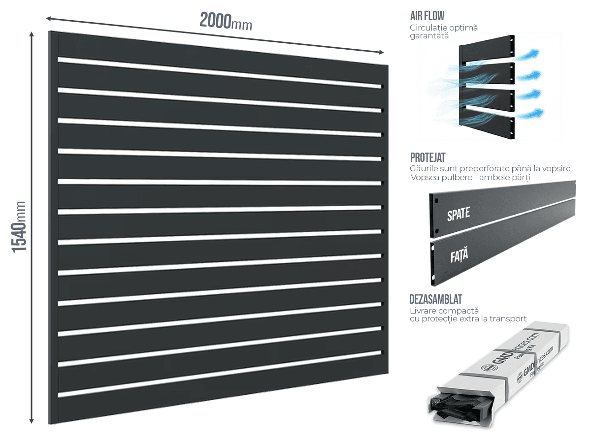 Gard Profilat Orizontal 100mm — Gard Profilat Orizontal Pas 20 Anthracite grey